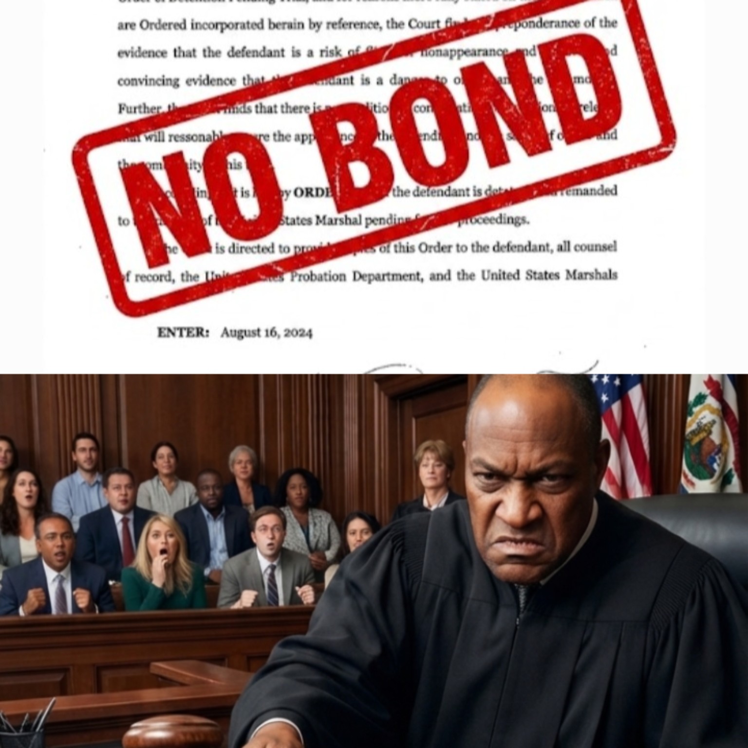 Court detention order marked No Bond